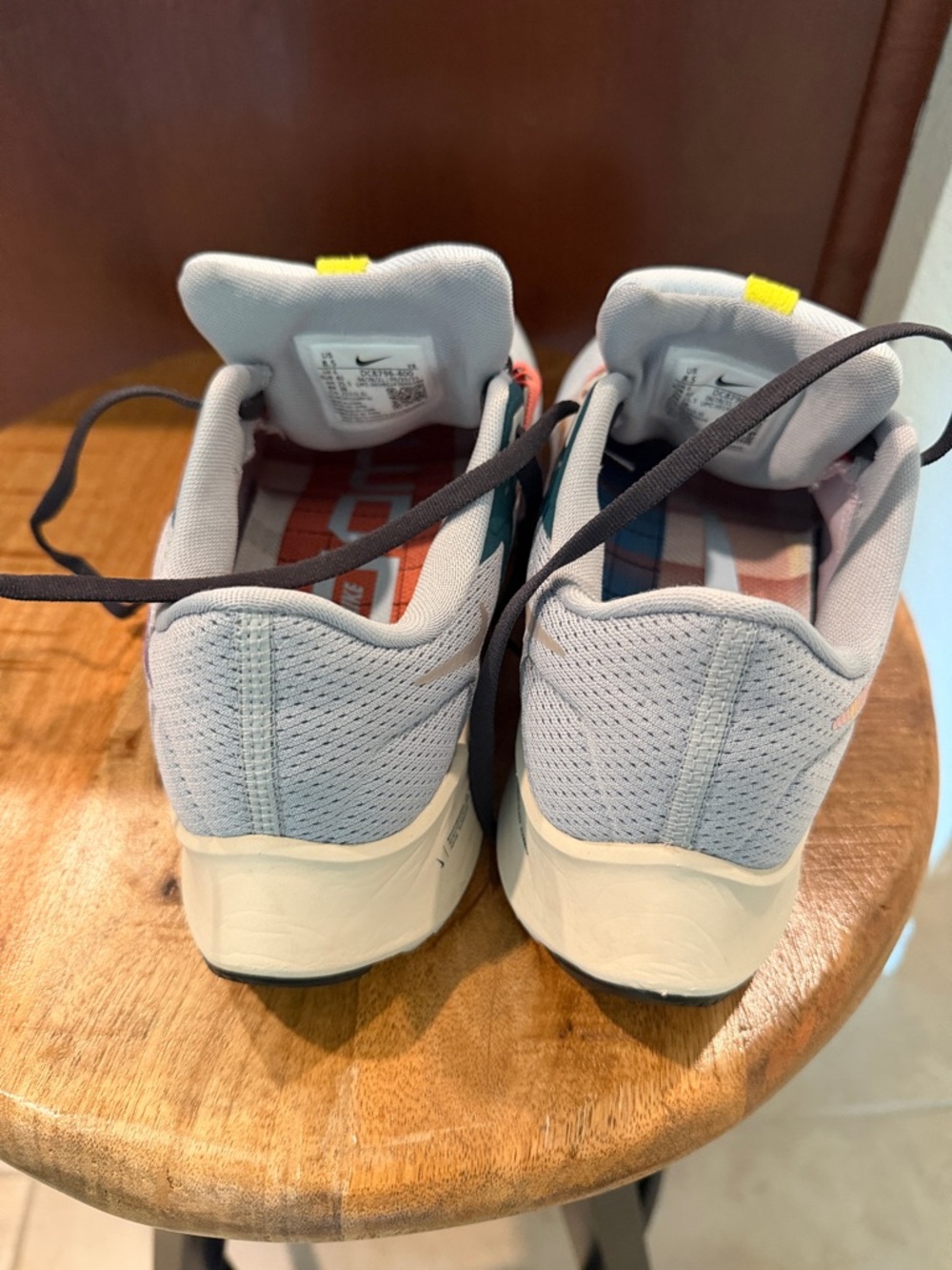NIKE Women Lightweight Running Sneakers in White with Pink & Yellow Accents - Picture 12 of 14